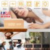Digital Alarm Clock Qi-Wireless Charger Time Temperature Calendar Display Clock w/ Voice Control Brightness Adjustment (Bamboo Color)