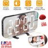 Mirror LED Alarm Clock Electronic Snooze Night Light Alarm Clock w/ Dimming Mode 3 Level Brightness Dual USB Ports Modern Decoration For Home Bedroom
