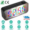RGB Color LED Digital Alarm Clock Electric Alarm Clock with 8 Alarm Sounds 8 Font Colors 16 Adjustable Volumes 5 Dimmer Modes 3 Alarm Settings Mirror