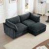 2 Seater Sofa With Footrest , 2-Seat Sofa with 1 Movable Ottoman, Pull out Storage Drawer Under Each Seat,Chenille Gary