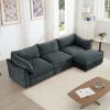 L-Shaped 3 Seater Sectional Sofa Couch,3-seat Sofa with 1 Movable Ottoman, t, Comfortable, Wide and Deep Seat, Chenille Gary