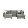 Reversible Dorris Fabric Sectional Sofa with Storage Ottoman, Steel Grey