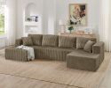 U shape Modular Sectional Sofa, Compressed Sectional Sofa Modern Minimalist Style Corduroy Couch, Sleeper Sofa for Living Room, Bedroom