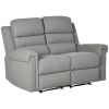 HOMCOM Modern 2 Seater Manual Reclining Sofa Loveseat Couch with Linen Fabric and Thick Sponge Padding for Living Room, Grey