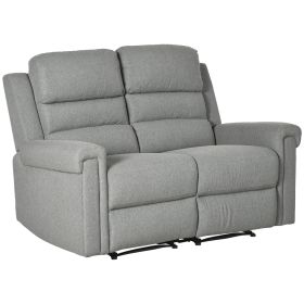 HOMCOM Modern 2 Seater Manual Reclining Sofa Loveseat Couch with Linen Fabric and Thick Sponge Padding for Living Room, Grey