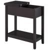 HOMCOM Dark Coffee End Side Table with Flip Top Storage Hinge Cabinet Bottom Shelf Sturdy Base for Living Room