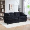 Two-seat Sectional Sofa Modular Deep Seat Sofa Couch Chenille Sofa Sleeper Comfy Upholstered Furniture for Living Room Apartment Studio Office-Black