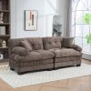 Two-seat Sectional Sofa Modular Deep Seat Sofa Couch Chenille Sofa Sleeper Comfy Upholstered Furniture for Living Room Apartment Studio Office-Gray
