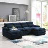 110*55" Modern Modular U-shaped Sectional Sofa with Waist Pillows,6 Seat Upholstered Symmetrical Indoor Furniture