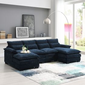 110*55" Modern Modular U-shaped Sectional Sofa with Waist Pillows,6 Seat Upholstered Symmetrical Indoor Furniture