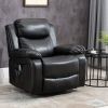 PU Leather Massage Recliner Chair, Swivel Massage Recliner with Remote Control, Footrest, Padded Seat for Living Room, Bedroom, Black