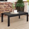 All-Weather Aluminum Outdoor Coffee Table, Modern Coffee Table for Outside, Rectangle Patio Coffee Table-Black