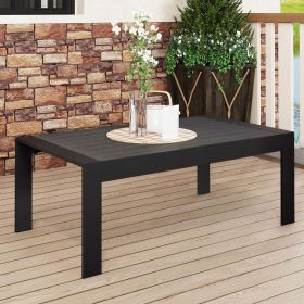 All-Weather Aluminum Outdoor Coffee Table, Modern Coffee Table for Outside, Rectangle Patio Coffee Table-Black