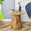 Natural Wood Grain MDF Round Coffee Table - 21.6" Diameter, 19.7" Height.Natural Wood Grain Texture Sticker,Exquisite Wood Grain Surface