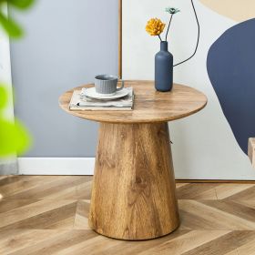 Natural Wood Grain MDF Round Coffee Table - 21.6" Diameter, 19.7" Height.Natural Wood Grain Texture Sticker,Exquisite Wood Grain Surface