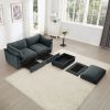 2 Seater Sofa With Footrest , 2-Seat Sofa with 1 Movable Ottoman, Pull out Storage Drawer Under Each Seat,Chenille Gary