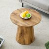 Natural Wood Grain MDF Round Coffee Table - 21.6" Diameter, 19.7" Height.Natural Wood Grain Texture Sticker,Exquisite Wood Grain Surface