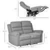 HOMCOM Modern 2 Seater Manual Reclining Sofa Loveseat Couch with Linen Fabric and Thick Sponge Padding for Living Room, Grey