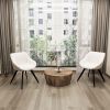 29.53" Medieval MDF coffee table and 2 PU dining chair set, drum integrated dining table and black metal leg dining chairs, suitable for kitchen&home