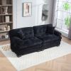 Two-seat Sectional Sofa Modular Deep Seat Sofa Couch Chenille Sofa Sleeper Comfy Upholstered Furniture for Living Room Apartment Studio Office-Black