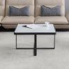 Minimalism Square coffee table,Black metal frame with sintered stone tabletop