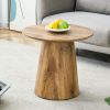 Natural Wood Grain MDF Round Coffee Table - 21.6" Diameter, 19.7" Height.Natural Wood Grain Texture Sticker,Exquisite Wood Grain Surface