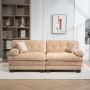 Two-seat Sectional Sofa Modular Deep Seat Sofa Couch Chenille Sofa Sleeper Comfy Upholstered Furniture for Living Room Apartment Studio Office-Khaki