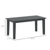 Outsunny Rectangle Outdoor Coffee Table, HDPE All-Weather Outdoor Patio Table with Slatted Tabletop for Yard, Balcony, Black