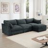 L-Shaped 3 Seater Sectional Sofa Couch,3-seat Sofa with 1 Movable Ottoman, t, Comfortable, Wide and Deep Seat, Chenille Gary