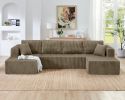 U shape Modular Sectional Sofa, Compressed Sectional Sofa Modern Minimalist Style Corduroy Couch, Sleeper Sofa for Living Room, Bedroom