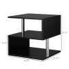 HOMCOM Lift Top Coffee Table Designer S-Shaped Black 3-Tier Side Table Multi Level with 2 Steel Support Poles