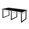 Black Coffee Table and End Tables Set Occasional 3pc Tables Tempered Glass Top Metal Frame Modern Living Room Furniture