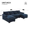 110*55" Modern Modular U-shaped Sectional Sofa with Waist Pillows,6 Seat Upholstered Symmetrical Indoor Furniture