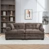 Two-seat Sectional Sofa Modular Deep Seat Sofa Couch Chenille Sofa Sleeper Comfy Upholstered Furniture for Living Room Apartment Studio Office-Gray