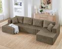U shape Modular Sectional Sofa, Compressed Sectional Sofa Modern Minimalist Style Corduroy Couch, Sleeper Sofa for Living Room, Bedroom