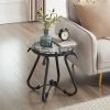 2 Piece Tempered Glass Surface Coffee Table Set, Decor Coffee Table Round End Side Table with Sturdy Construction for Living Room