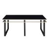 Black Coffee Table and End Tables Set Occasional 3pc Tables Tempered Glass Top Metal Frame Modern Living Room Furniture