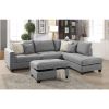 Reversible Dorris Fabric Sectional Sofa with Storage Ottoman, Steel Grey