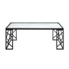 Occasional 3pc Tables Set Tempered Glass Top Coffee Table and End Tables Black Metal Frame Living Room Furniture