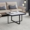 Minimalism Square coffee table,Black metal frame with sintered stone tabletop
