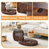 Modern Walnut Grain Double Layer Coffee Table - Versatile Design, Multiple Colors Available.Density Board Sticker,Reinforced Glass,Oval countertop.