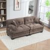 Two-seat Sectional Sofa Modular Deep Seat Sofa Couch Chenille Sofa Sleeper Comfy Upholstered Furniture for Living Room Apartment Studio Office-Gray