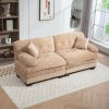 Two-seat Sectional Sofa Modular Deep Seat Sofa Couch Chenille Sofa Sleeper Comfy Upholstered Furniture for Living Room Apartment Studio Office-Khaki