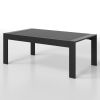 All-Weather Aluminum Outdoor Coffee Table, Modern Coffee Table for Outside, Rectangle Patio Coffee Table-Black