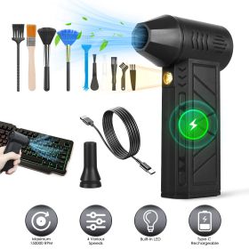 Compressed Air Duster with LED Light Vacuum Cleaner Max 160000RPM Speed for PC Keyboard Cleaning High Speed Rechargeable Cordless Air Blower with 4 Sp (RPM: 150000)