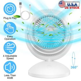 Air Circulator Desk Fan Portable Desktop Rechargeable Oscillating Fan with 4 Speeds 360 Degree Tilt Head Automatic Rotation Quiet 40dB Table Fan for H (size: 2.12 lb)