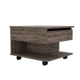 Babel Lift Top Coffee Table, Casters, One Shelf (Color: Dark Brown)