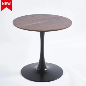 31.5" Tulip Table Mid-century Dining Table for 2-4 people With Round Mdf Table Top, Pedestal Dining Table, End Table Leisure Coffee Table (Color: Walnut+black, Material: MDF)