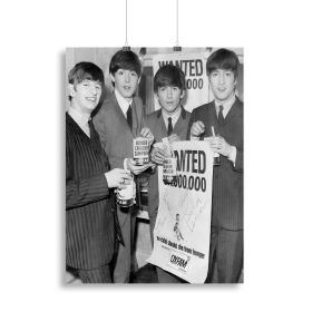 The Beatles with an Oxfam poster Canvas Print or Poster (Type: Poster Print, size: XX-Large (32" x 24"))