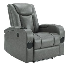 Recliner Sofa with Power Recline, Adjustable Split Back, USB Charging, Bluetooth Speakers & LED LightingRecliner Sofa with Power Recline (Main Color: Light Blue, Main Material: PU Leather)